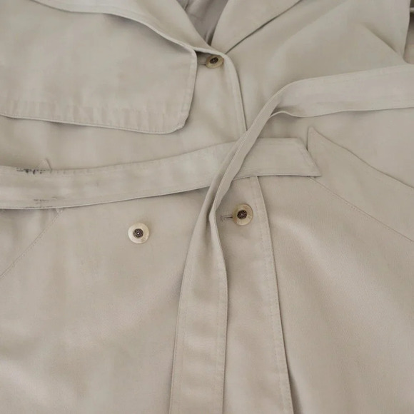 Vintage Laura Winston Beige Pleated Back Long Belted Trench Coat 12 - Picture 9 of 16